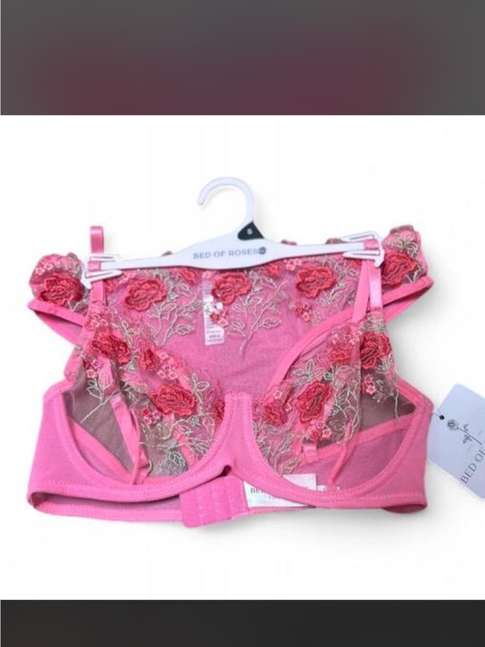 NWT Pink Floral Sheer Mesh Bra & Panty Set.